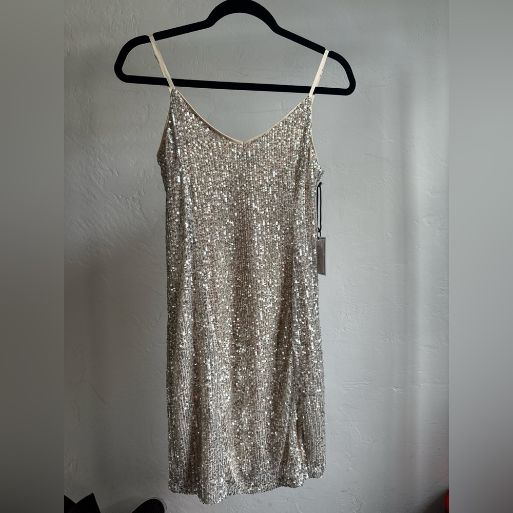 1. State Sparkling Sequin SILVER Dress
